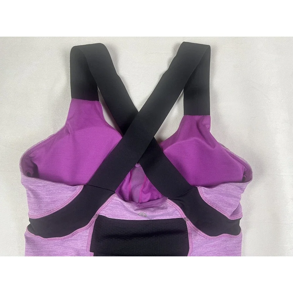 LULULEMON Push Your Limits Sz 6 Purple Black Accent Criss Cross Back Tank Top